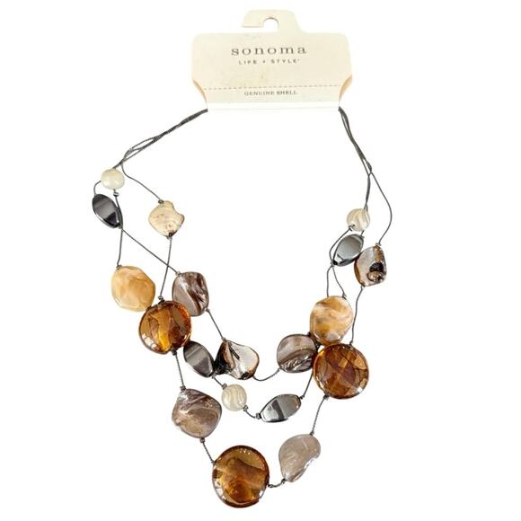 Sonoma genuine shell and glass beaded necklace NWT - Picture 1 of 3